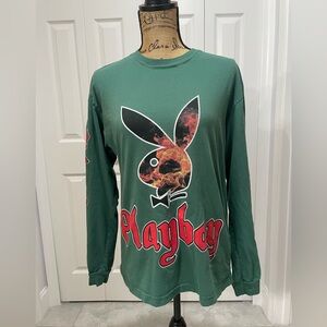 Playboy by Pacsun Green Long Sleeve Casual Top